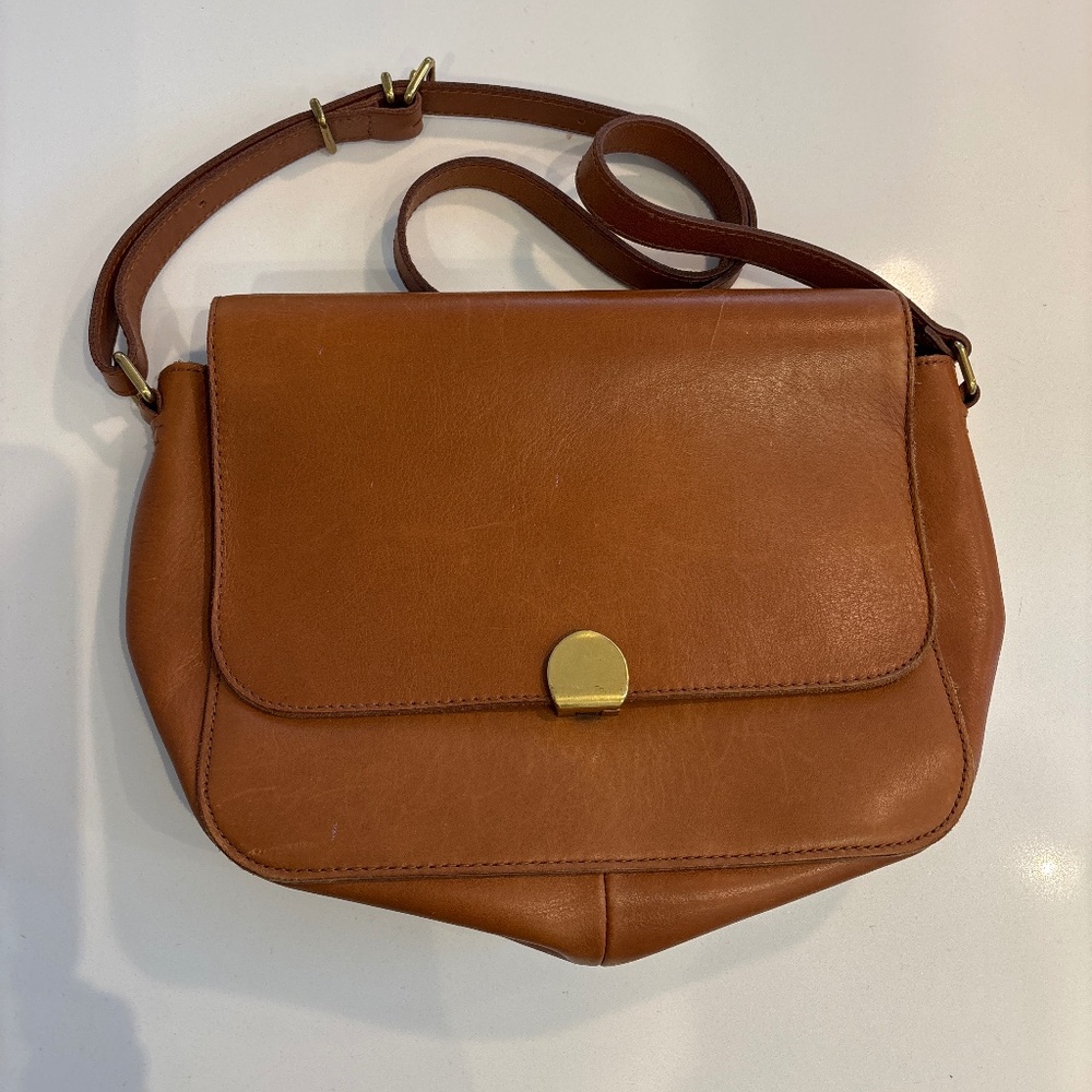 Madewell, Genuine Leather Camel Crossbody Bag